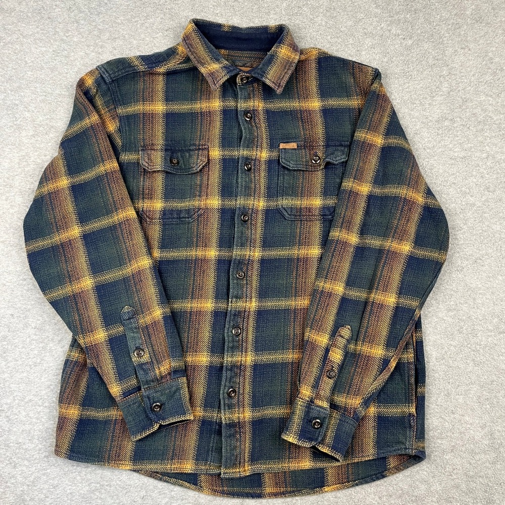 Orvis Flannel Shirt Mens Large Plaid Heavy Cotton Long Sleeve Button Up